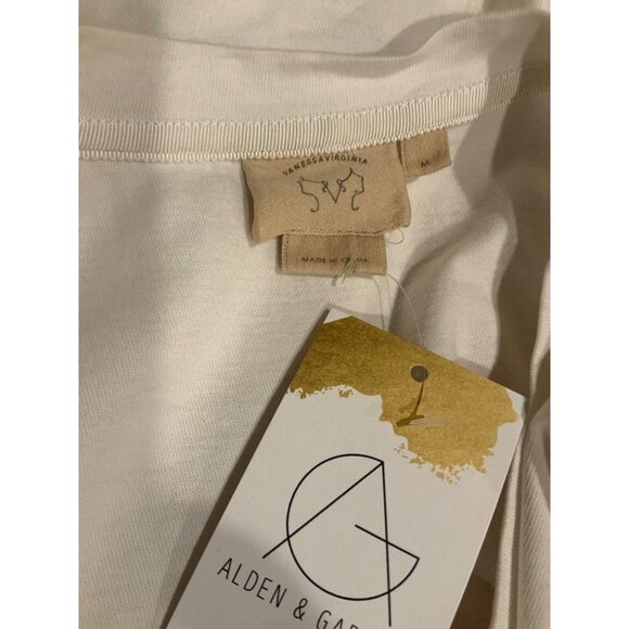 Vanessa Virginia White Shirt W/ Short Sheer Flounce Sleeves, Size Medium - Picture 8 of 8